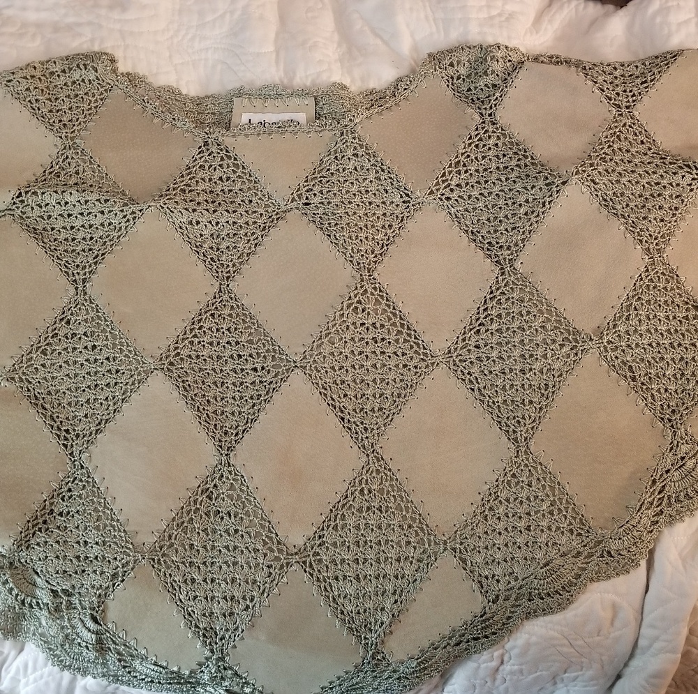 Leather embroided shawl